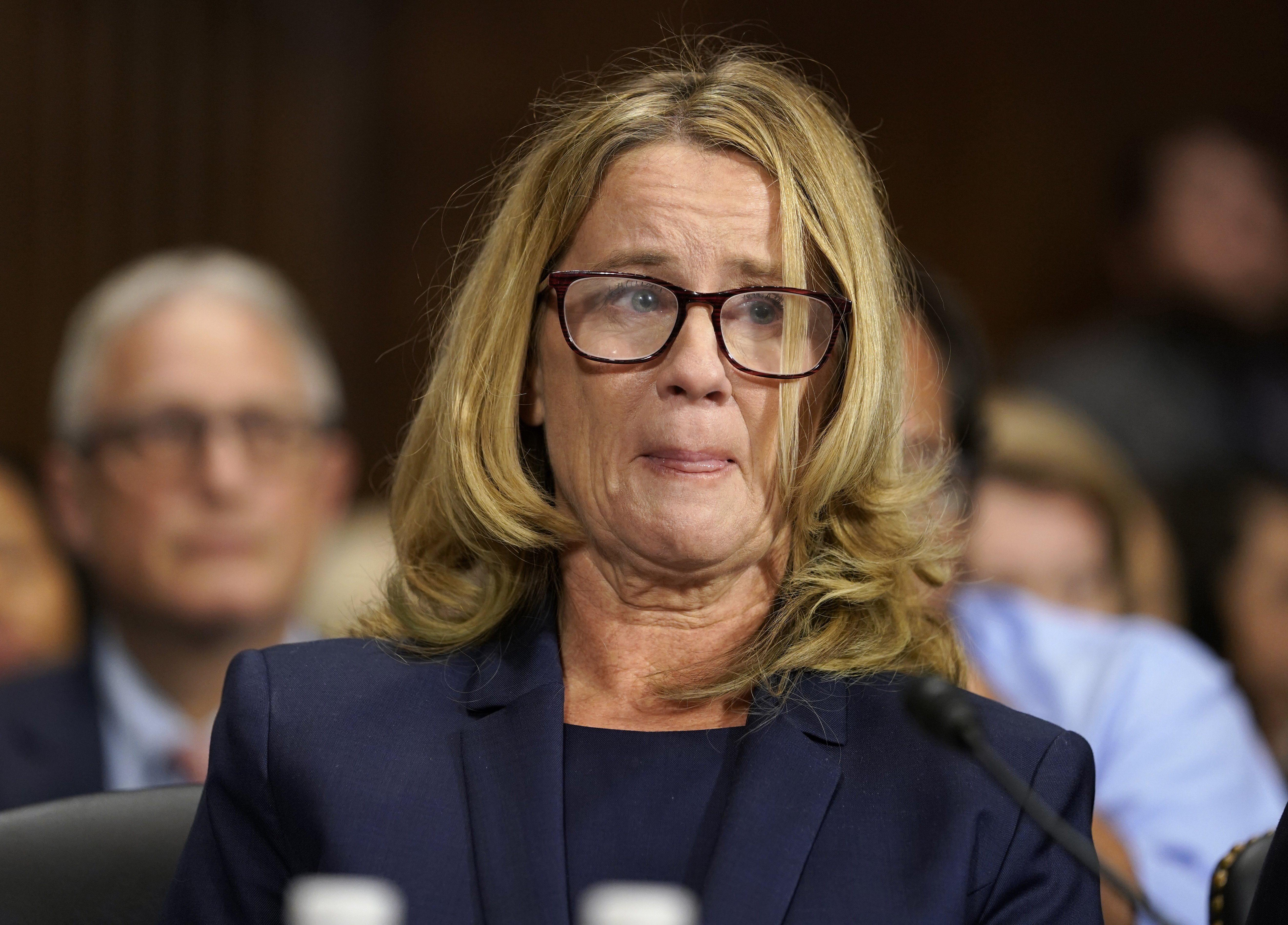 WASHINGTON, DC - SEPTEMBER 27: Christine Blasey Ford testifies before the U.S. Senate Judiciary Committee at the Dirksen Senate Office Building on Capitol Hill September 27, 2018 in Washington, DC. Blasey Ford, a professor at Palo Alto University and a research psychologist at the Stanford University School of Medicine, has accused Supreme Court nominee Brett Kavanaughof sexually assaulting her during a party in 1982 when they were high school students in suburban Maryland. (Photo by Andrew Harnik-Pool/Getty Images)