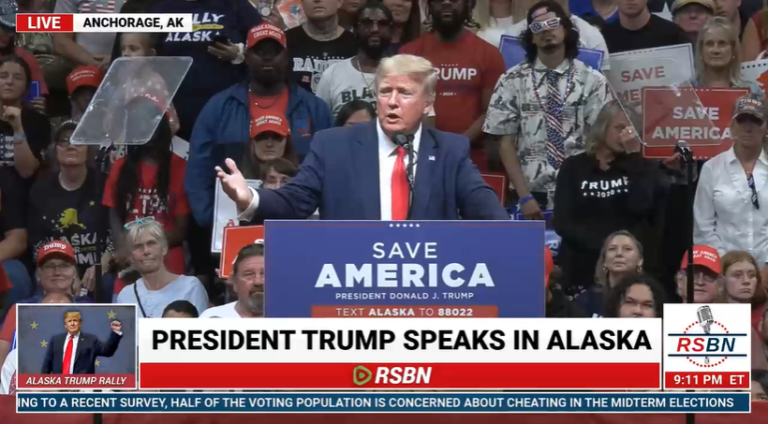 President Trump rails against Lisa Murkowski at Anchorage rally