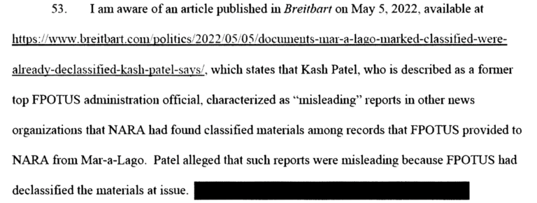 Affidavit Focuses on Documents; 'Classification Markings,' 'National Defense Information'