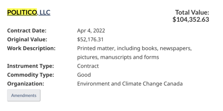 Canadian Government Also Subsidizing Politico - InfoArmed